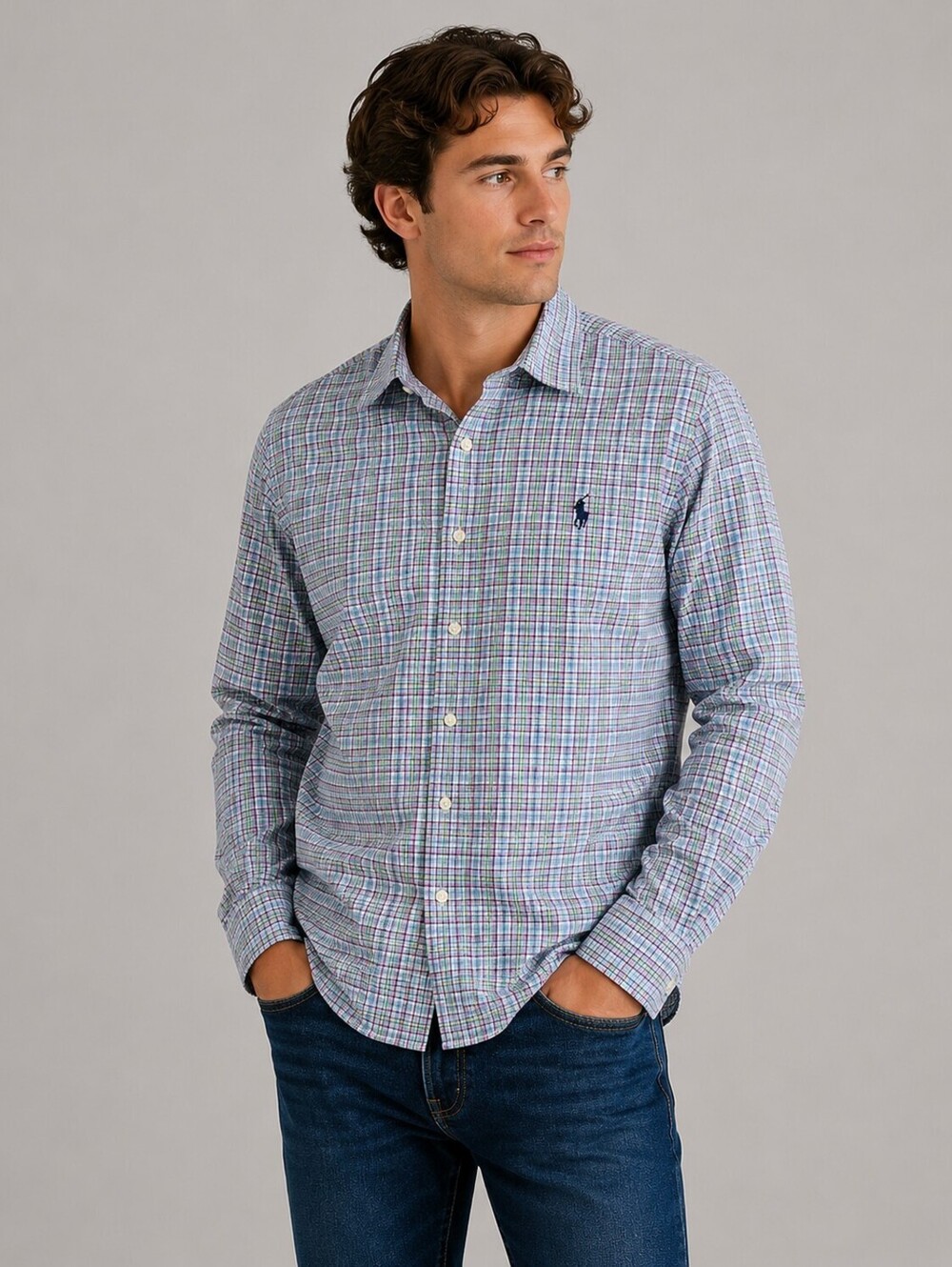 Lauren Ralph Lauren Plaid Dress Shirt Men's 16.5 34/35 Classic Fit Preppy